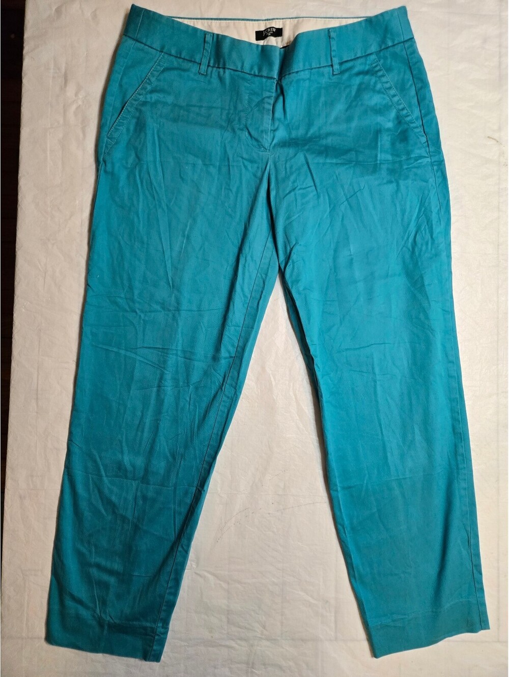 J.Crew City Fit Pants Women's 6 Turquoise Teal Blue Cropped Stretch Cotton 2013